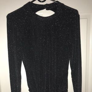 H&M Black Leotard with Silver Glitter Detailing